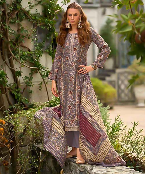 Purple Viscose Muslin Casual Wear Salwar Kameez