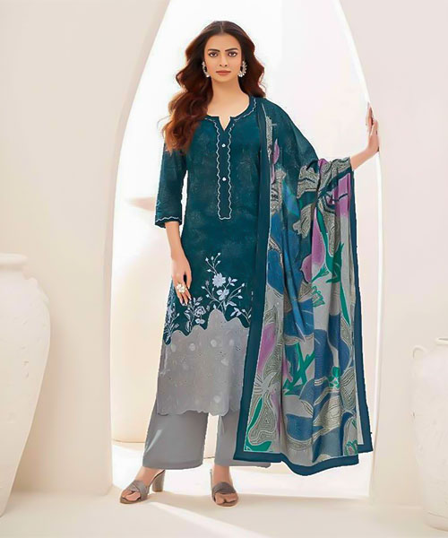 Blue  Cambric Cotton Party Wear Salwar Kameez in lichfield