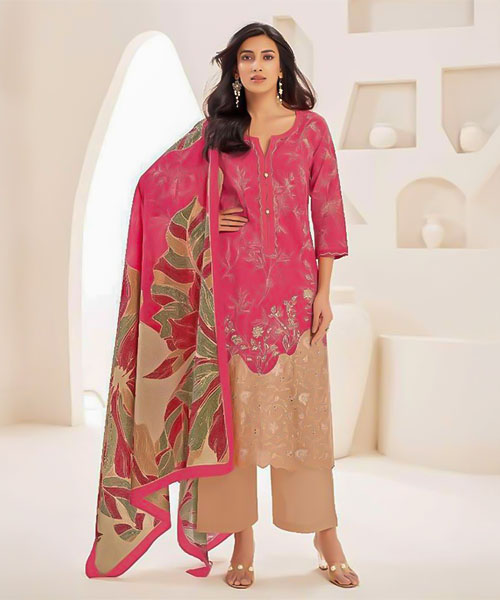 Red  Cambric Cotton Party Wear Salwar Kameez
