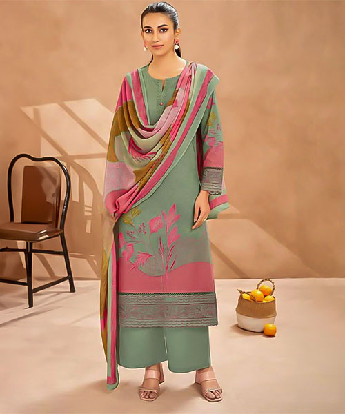 Green Cotton Cambric Party Wear Salwar Kameez in delhi