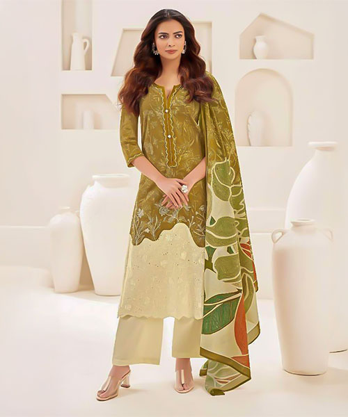 Yellow Cambric Cotton Party Wear Salwar Kameez