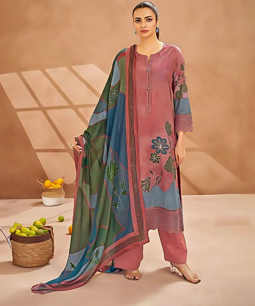 Pink Cotton Cambric Party Wear Salwar Kameez in delhi