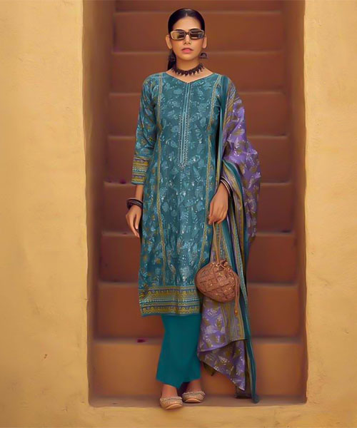 Blue Lawn Casual Wear Salwar Kameez in ipswich