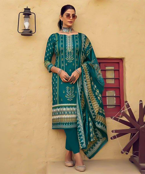 Green  Lawn Casual Wear Salwar Kameez in ipswich