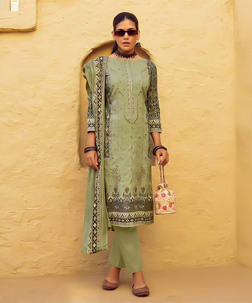 Green  Lawn Casual Wear Salwar Kameez in ipswich