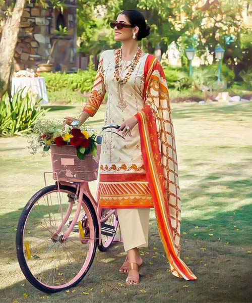 White  Pure Lawn Casual Wear Salwar Kameez
