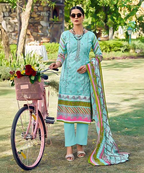 Blue  Pure Lawn Casual Wear Salwar Kameez