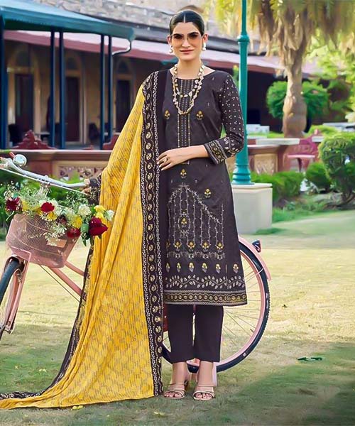 Brown  Pure Lawn Casual Wear Salwar Kameez in ireland