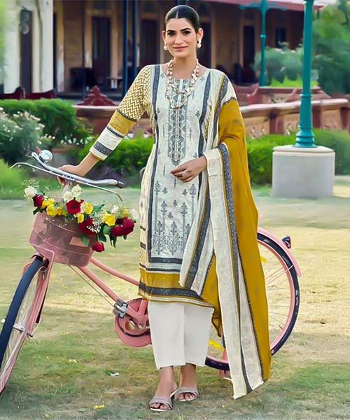 White  Pure Lawn Casual Wear Salwar Kameez in ireland