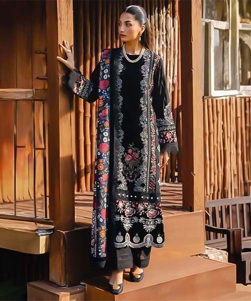 Black  Lawn Cotton Printed Salwar Kameez