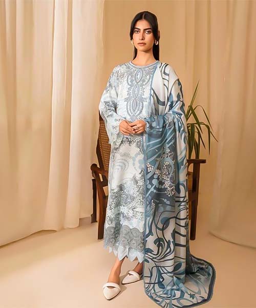 White  Lawn Cotton Printed Salwar Kameez in hereford