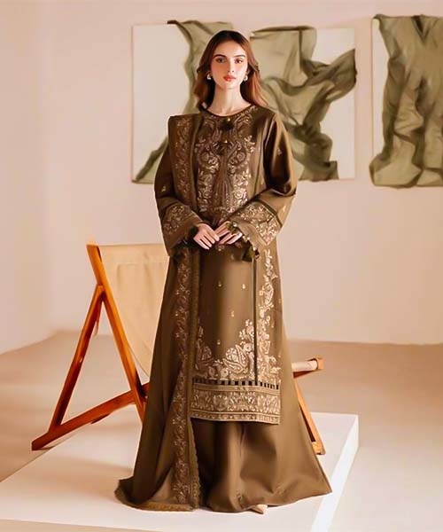 Brown Lawn Cotton Printed Salwar Kameez in hereford