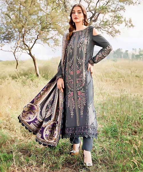 Grey Lawn Cotton Printed Salwar Kameez