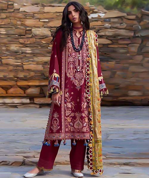 Red Lawn Cotton Printed Salwar Kameez in seattle