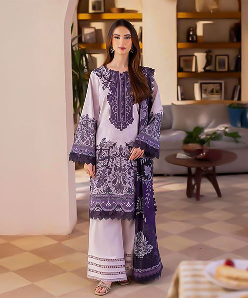 Purple  Lawn Printed Salwar Kameez