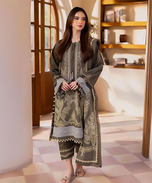 Green  Lawn Printed Salwar Kameez