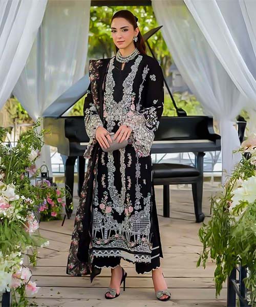 Black  Lawn Printed Salwar Kameez in bulgaria