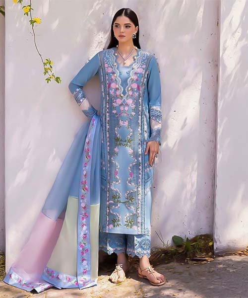 Blue Lawn Printed Salwar Kameez