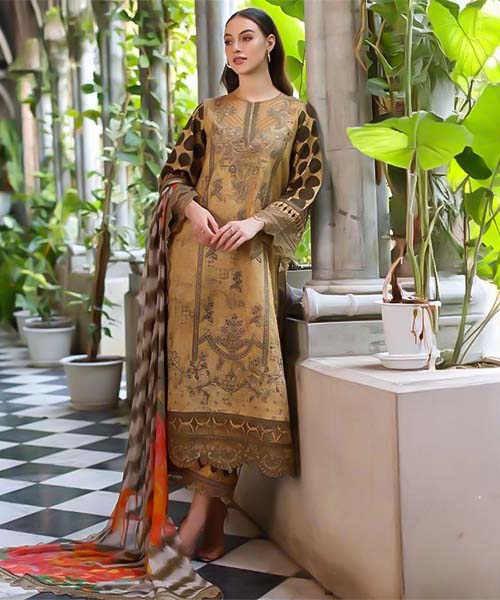 Brown  Cotton Casual Wear Salwar Kameez