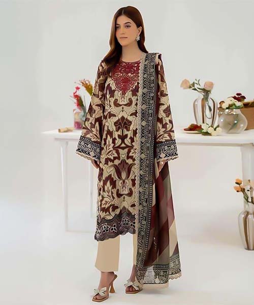 Brown  Cotton Casual Wear Salwar Kameez