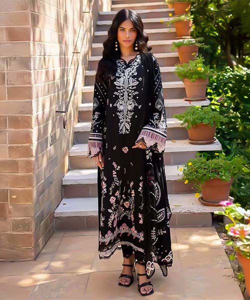 Black  Cotton Casual Wear Salwar Kameez