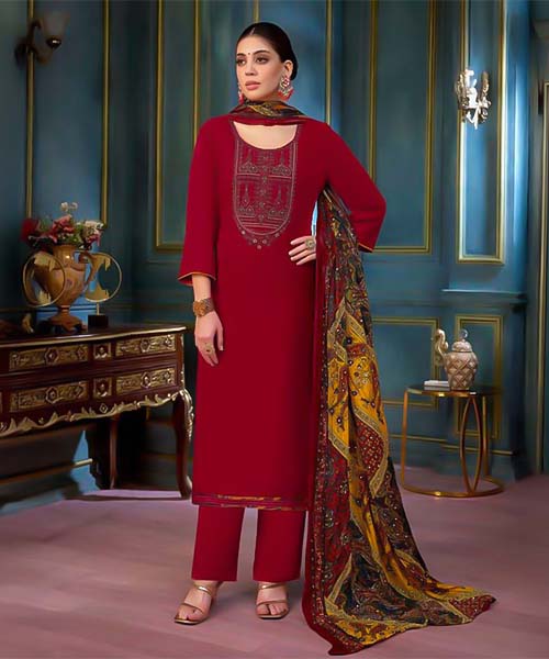 Red Rayon Casual Wear Salwar Kameez in fiji
