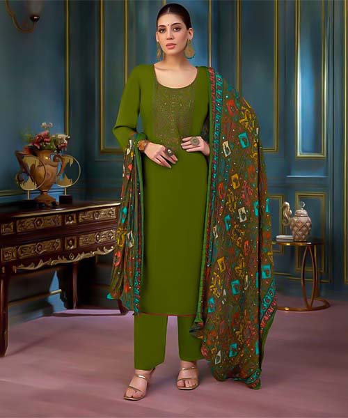 Green  Rayon Casual Wear Salwar Kameez in fiji