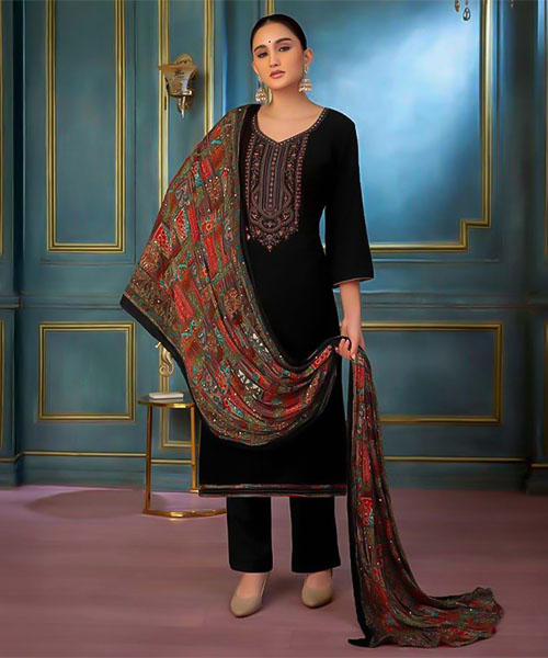 Black  Rayon Casual Wear Salwar Kameez in fiji