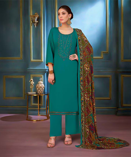 Green  Rayon Casual Wear Salwar Kameez in fiji