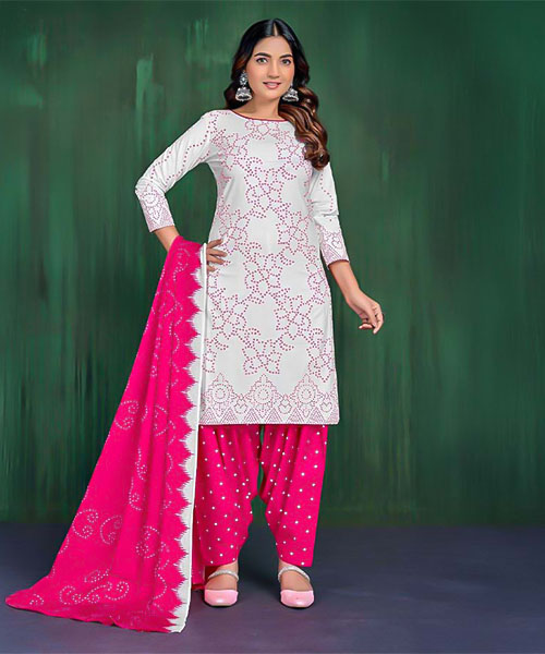 White  Cotton Casual Wear Salwar Kameez