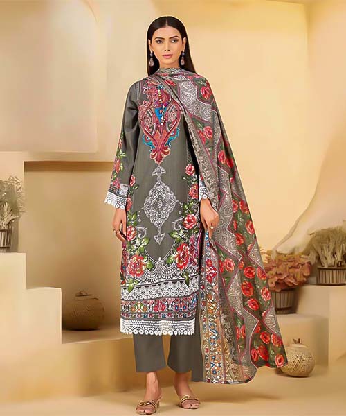 Grey  Mix Cotton Printed Salwar Kameez in czech republic