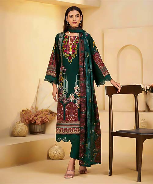 Green  Mix Cotton Printed Salwar Kameez in czech republic
