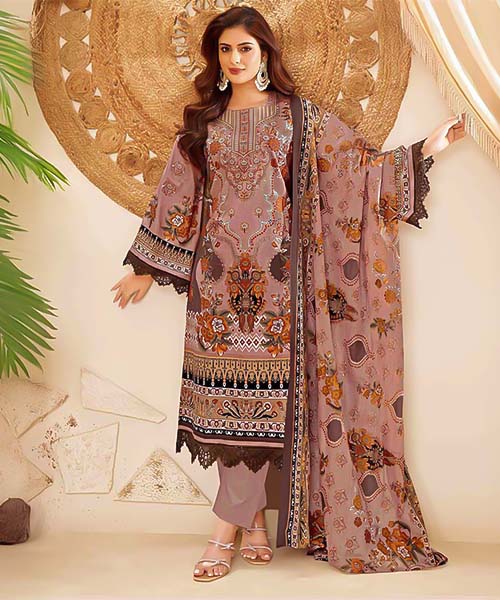 Salmon  Cotton Printed Salwar Kameez in mumbai
