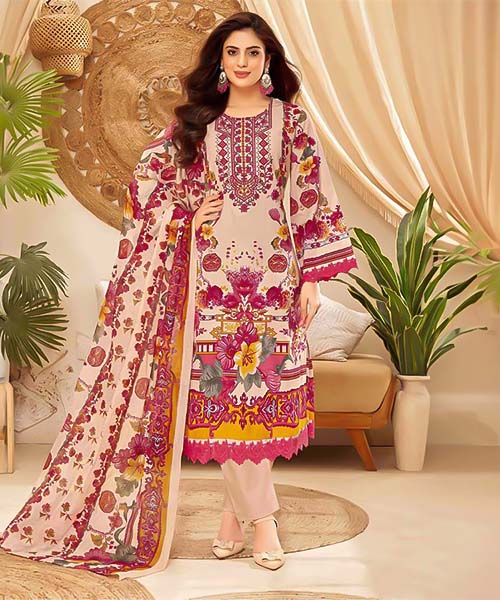 Salmon  Cotton Printed Salwar Kameez in mumbai