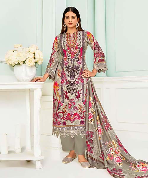 Grey  Cotton Casual Wear Salwar Kameez