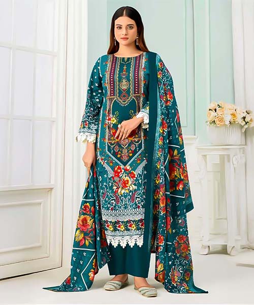 Green  Cotton Casual Wear Salwar Kameez