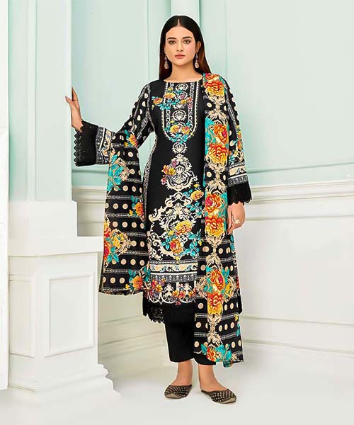 Black  Cotton Casual Wear Salwar Kameez