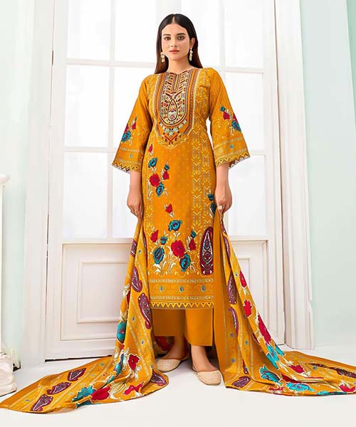 Yellow  Cotton Casual Wear Salwar Kameez