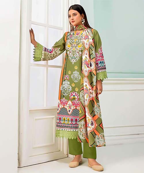 Green  Cotton Casual Wear Salwar Kameez