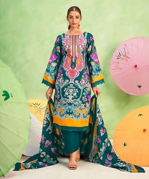 Green  Cotton Casual Wear Salwar Kameez