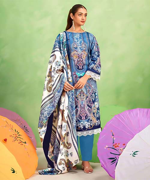 Blue Cotton Casual Wear Salwar Kameez