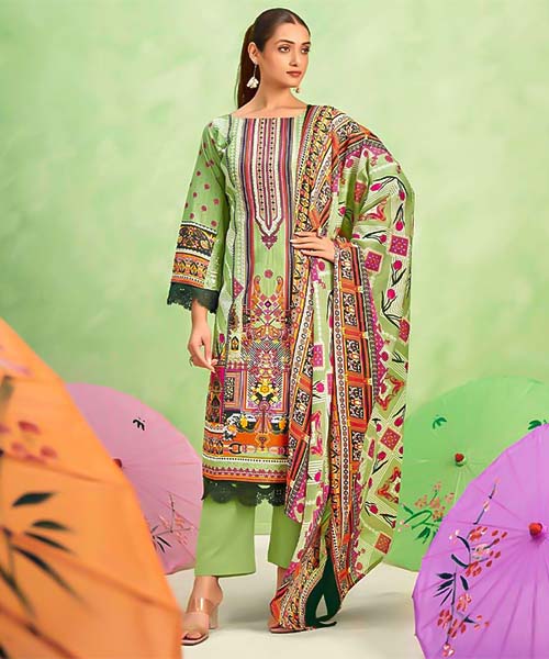 Green  Cotton Casual Wear Salwar Kameez