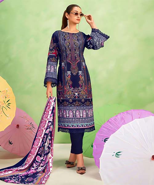 Blue Cotton Casual Wear Salwar Kameez