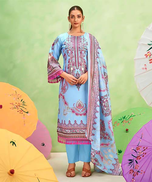 Blue Cotton Casual Wear Salwar Kameez in poole