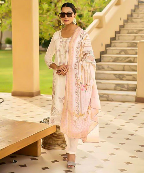 White  Cotton Casual Wear Salwar Kameez in oxford