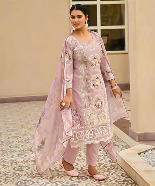 Purple Cotton Casual Wear Salwar Kameez in oxford