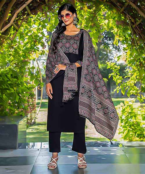 Black  Silk Casual Wear Salwar Kameez