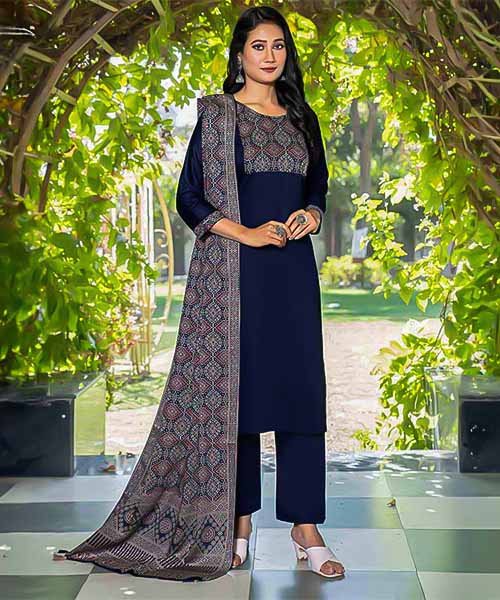 Blue Silk Casual Wear Salwar Kameez