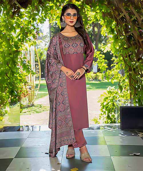 Pink Silk Casual Wear Salwar Kameez