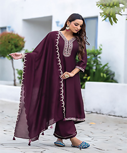 Purple Vichitra Anarkali Suit